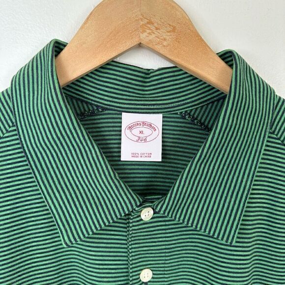 Brooks Brothers 346 Men’s Green and Navy Stripe Embroidered Gold Floss, Sheep, N - Picture 4 of 9